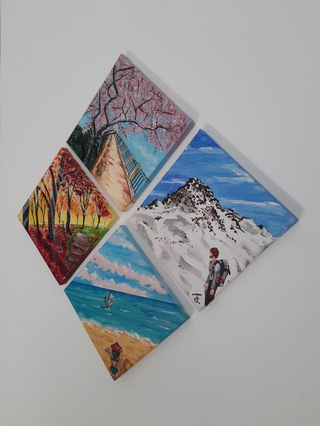 Le quattro stagioni, Quadro Dipinto a mano