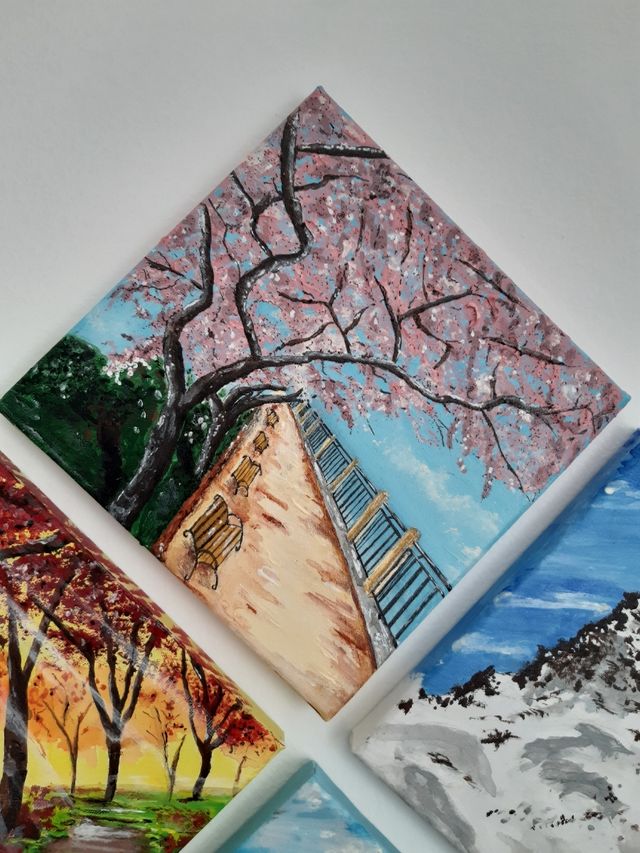 Le quattro stagioni, Quadro Dipinto a mano