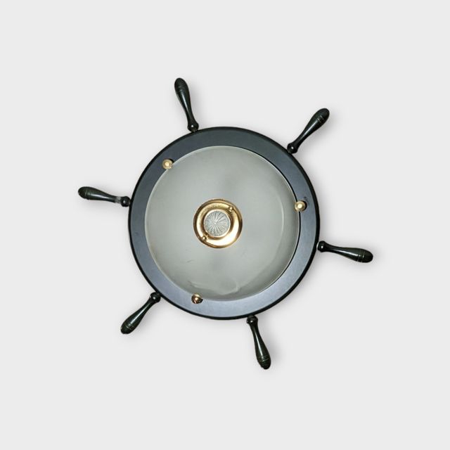 Plafon Lampara de Techo Negro y Dorado c/ Cristal