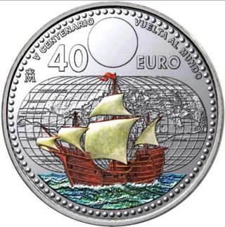 Moneda PLATA 40 Euro 2022 ESPAÑA Vuelta al Mundo