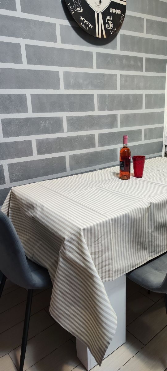 Tovaglia Righe Beige...