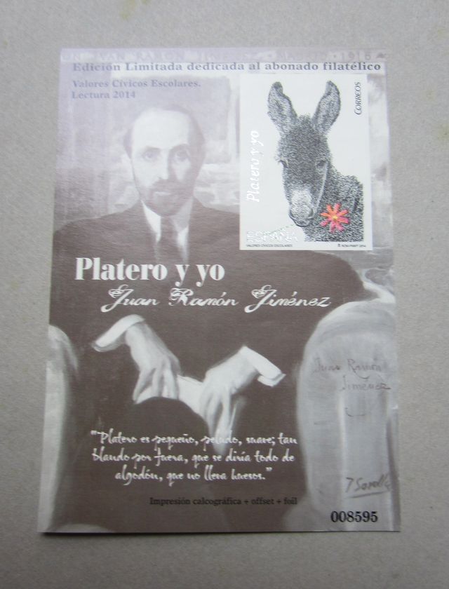 HOJA BLOQUE. Platero y yo. Prueba Calcográfica.