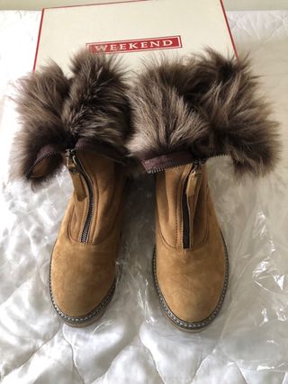Botines piel vuelta camel y pelo interior T 40-41