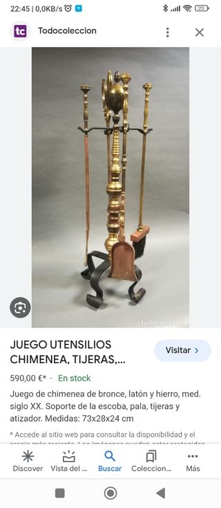 Soporte utensilios chimenea cobre