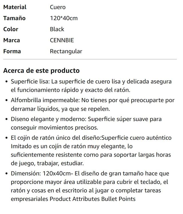 ALFOMBRILLA ESCRITORIO CUERO 120X40CM