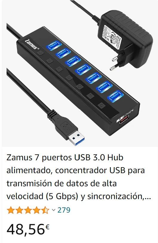 CONCENTRADOR USB/ 7 PUERTOS/ALTA VELOCIDAD