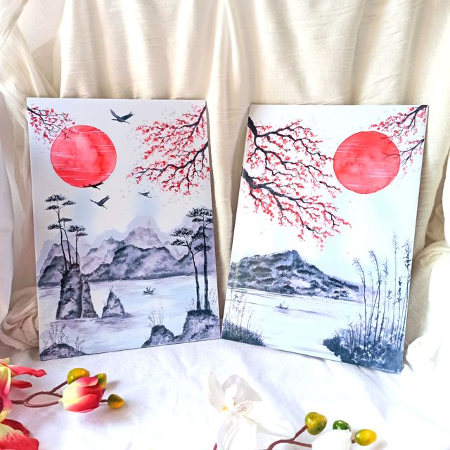 Lote de 2 cuadros japoneses verticales / Prints