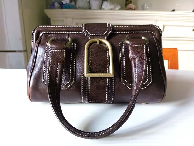 Borsa Céline stile bauletto marrone vera pelle