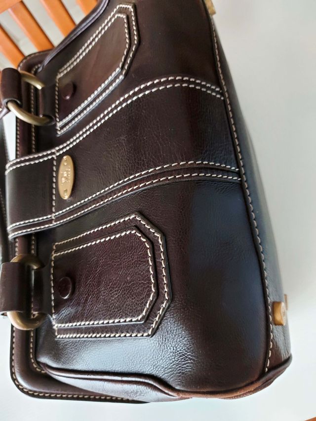 Borsa Céline stile bauletto marrone vera pelle