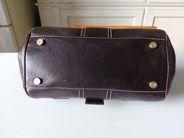 Borsa Céline stile bauletto marrone vera pelle