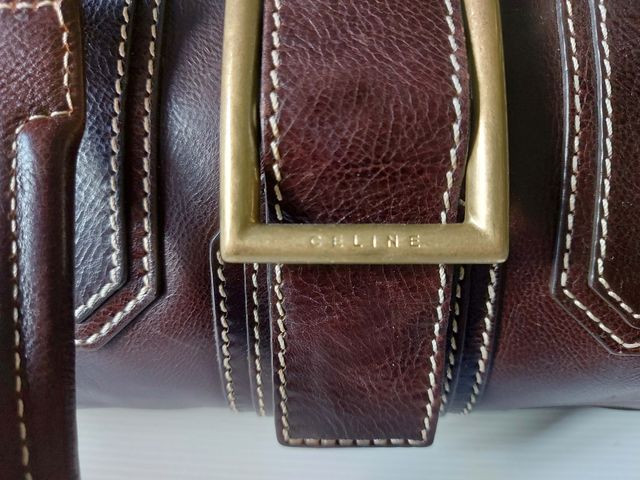 Borsa Céline stile bauletto marrone vera pelle