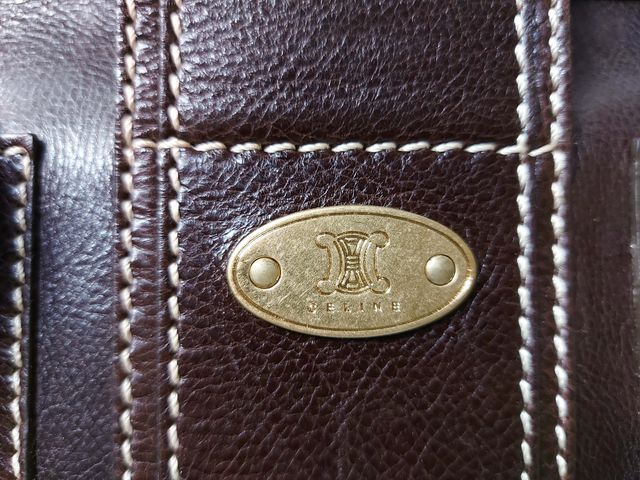 Borsa Céline stile bauletto marrone vera pelle