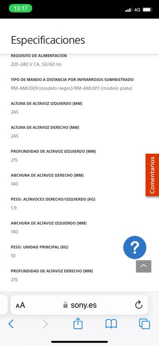 Equipo de música Sony. Perfecto estado