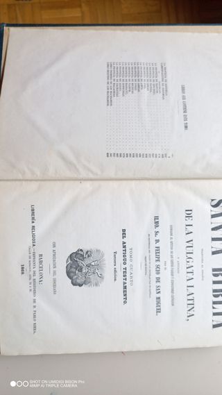Biblia 1868 Vulgata tomo suelto con parte de la Bi