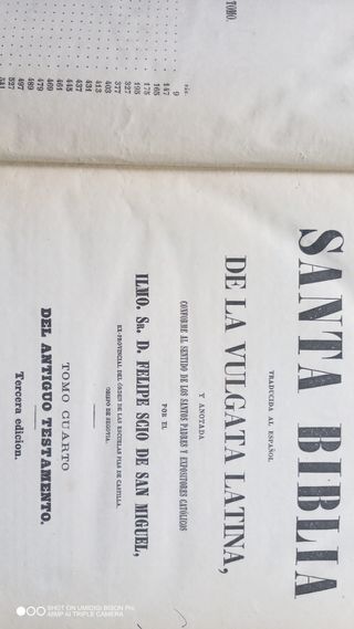 Biblia 1868 Vulgata tomo suelto con parte de la Bi