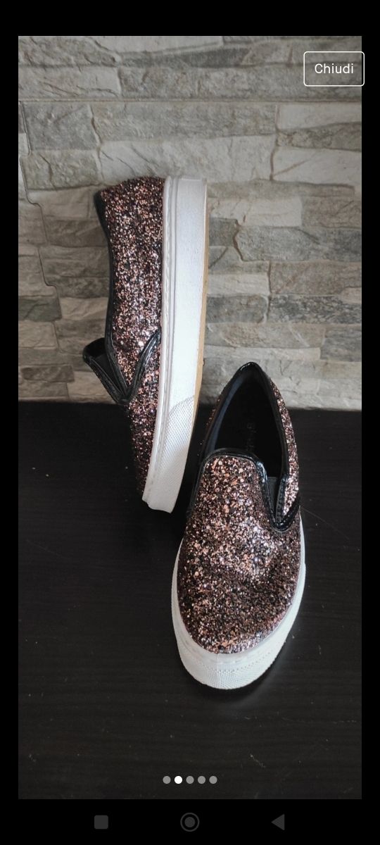 Scarpe basse senza lacci 39 brillantini