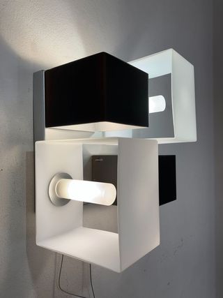 Lampada soffitto vetri cubo bianco/nero