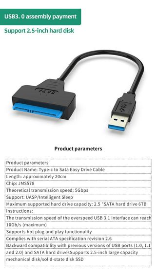 Adaptador SATA / SSD 2.5 a USB PC disco duro