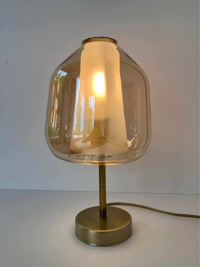Lampada tavolo ottone/vetro soffiato