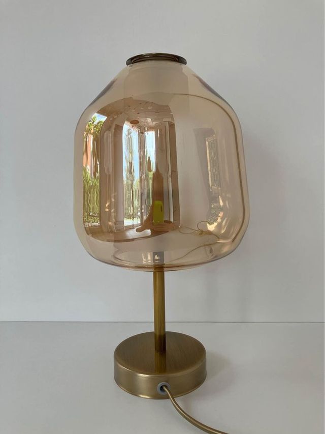 Lampada tavolo ottone/vetro soffiato