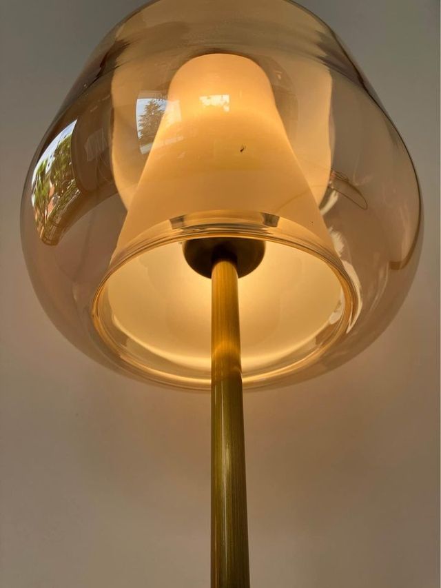 Lampada tavolo ottone/vetro soffiato