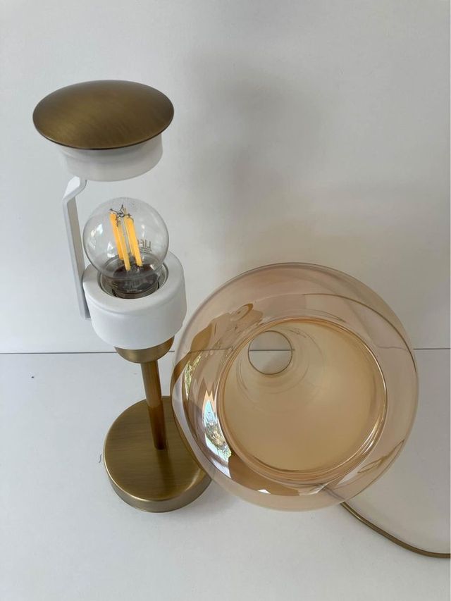 Lampada tavolo ottone/vetro soffiato