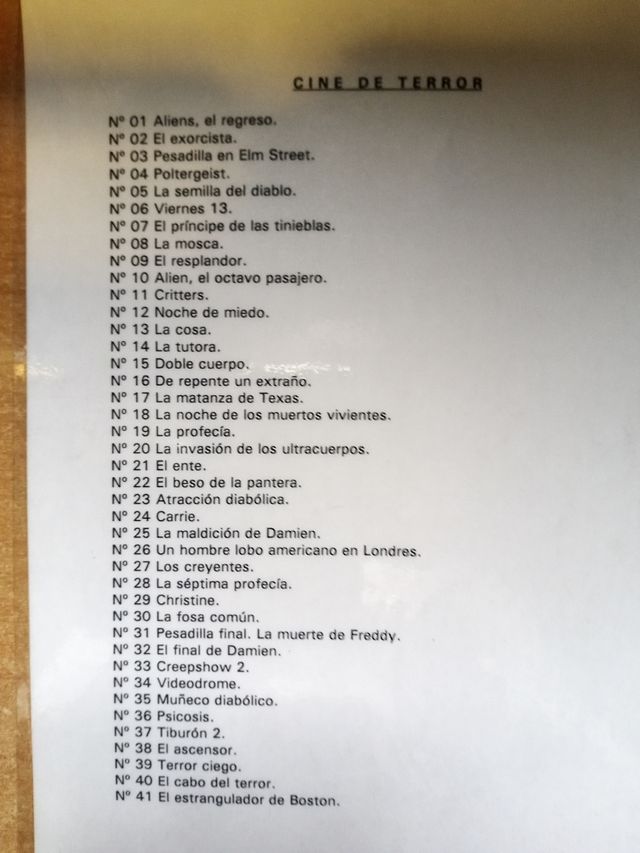 Colección películas "CINE DE TERROR" VHS