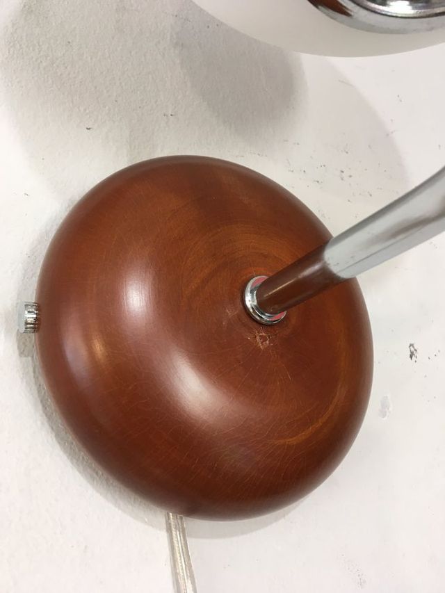 Lampada parete legno/vetro sfera bianco