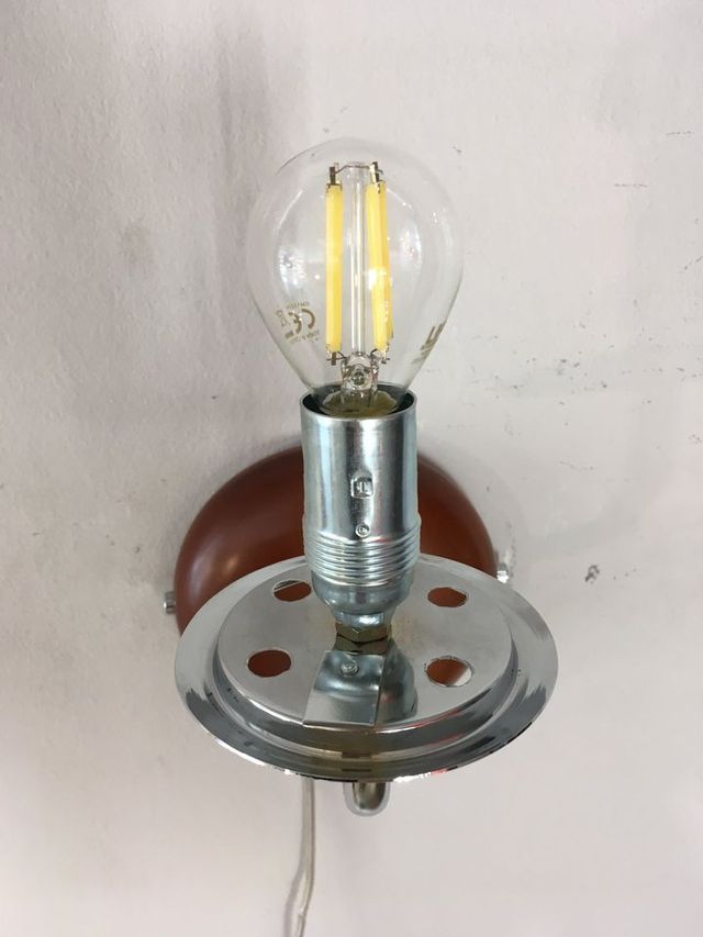 Lampada parete legno/vetro sfera bianco