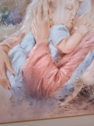 CUADRO AÑOS 60 ANTIGUO MADRE E HIJO FIRMADO ARTE