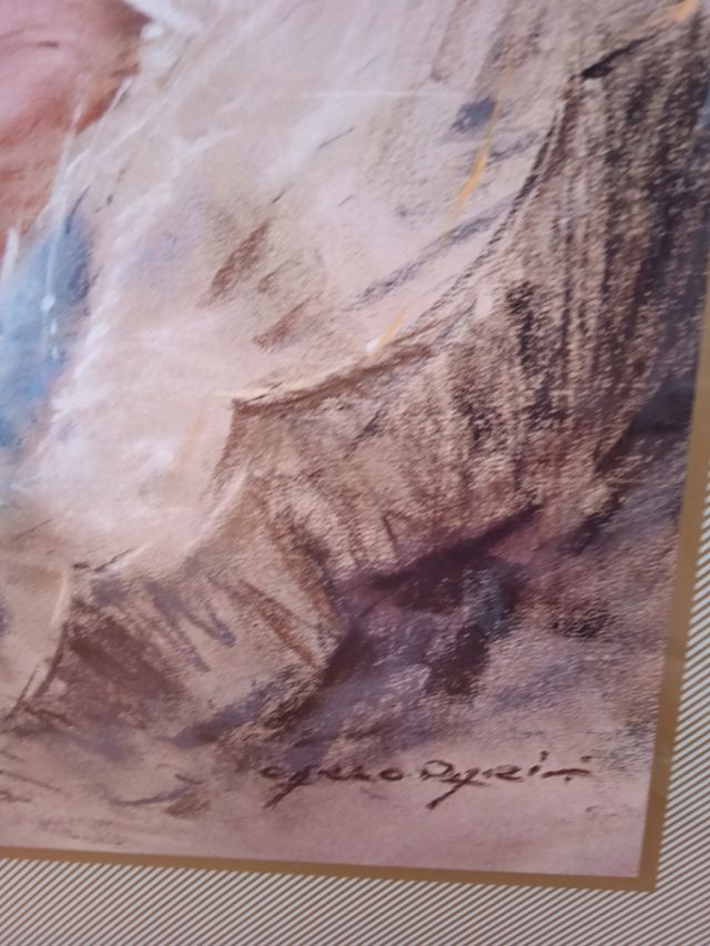 CUADRO AÑOS 60 ANTIGUO MADRE E HIJO FIRMADO ARTE