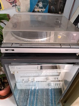 Equipo musica con lote de discos LP's Varios estil