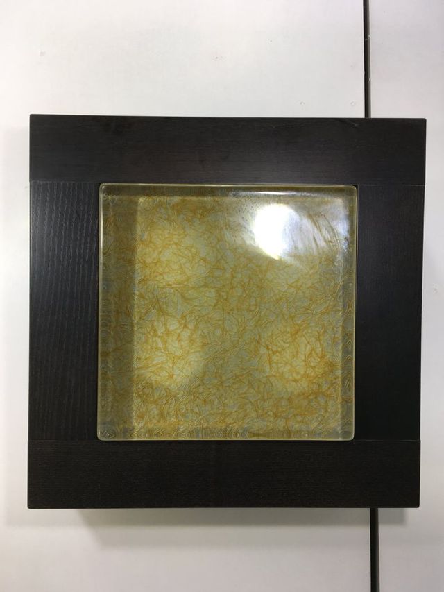 Lampada soffitto quadrata legno wenge' e vetro