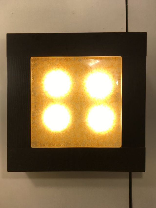 Lampada soffitto quadrata legno wenge' e vetro