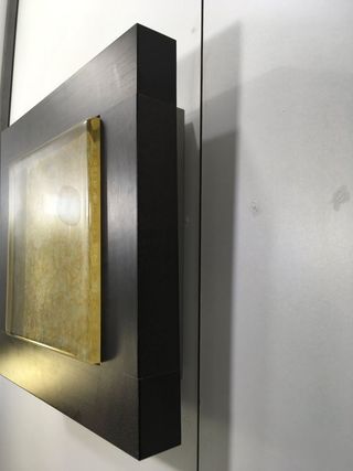 Lampada soffitto quadrata legno wenge'/vetro ambra