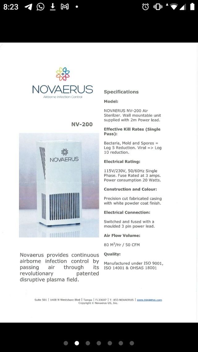 Esterilizador de aire NOVAERUS NV200