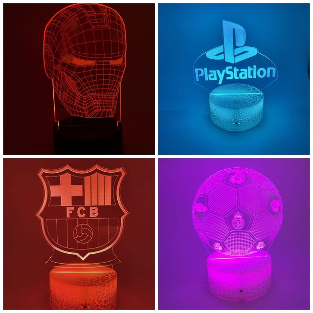 Lámpara luz Led 3D 16 colores con mando