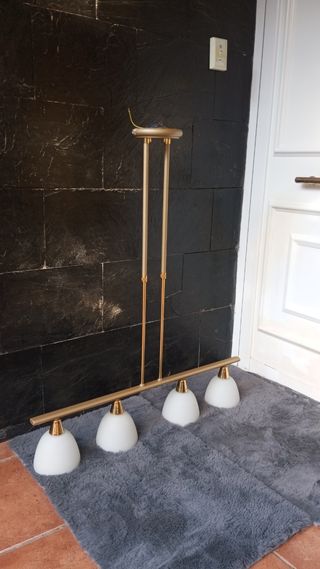 Lampara techo dorado bronce con 4tulipas