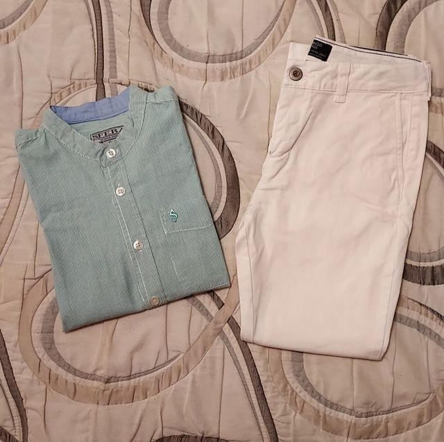 Conjunto camisa rayas y pantalón