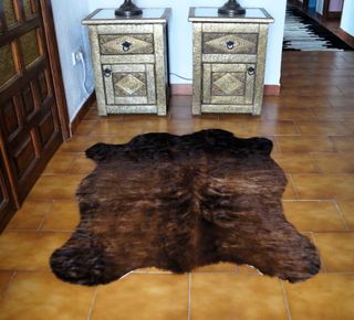 Alfombra piel de vaca brindle pelo natural