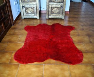 Alfombra Piel De Vaca Estampado rojo