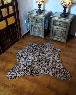 Alfombra Piel De Vaca Estampado Leopardo