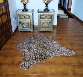 Alfombra Piel De Vaca Estampado Leopardo
