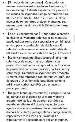 Calentador de Manos Recargable Nuevo