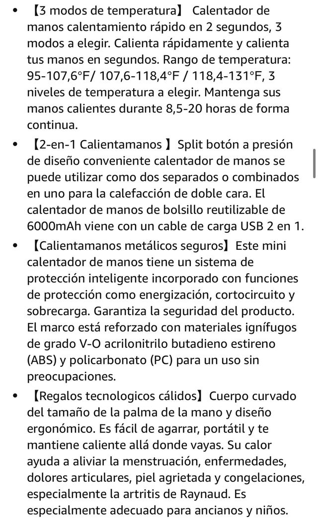 Calentador de Manos Recargable Nuevo