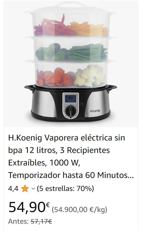 VAPORERA ELECTRICA - 12L. -1000W - TEMPORIZADOR