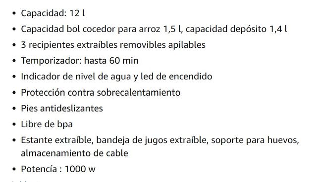 VAPORERA ELECTRICA - 12L. -1000W - TEMPORIZADOR