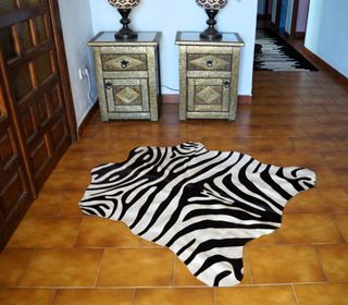Alfombra Piel De Vaca Estampado Cebra