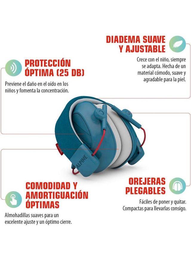 auriculares cascos anti ruido niños Alpine 25dB