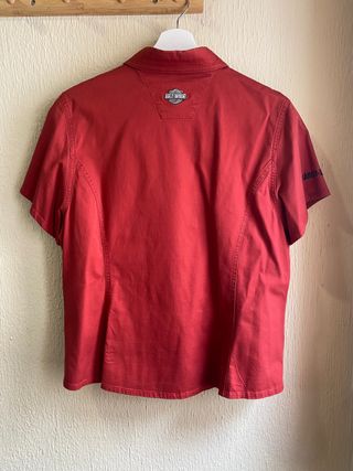 camisa roja parches - harley davidson